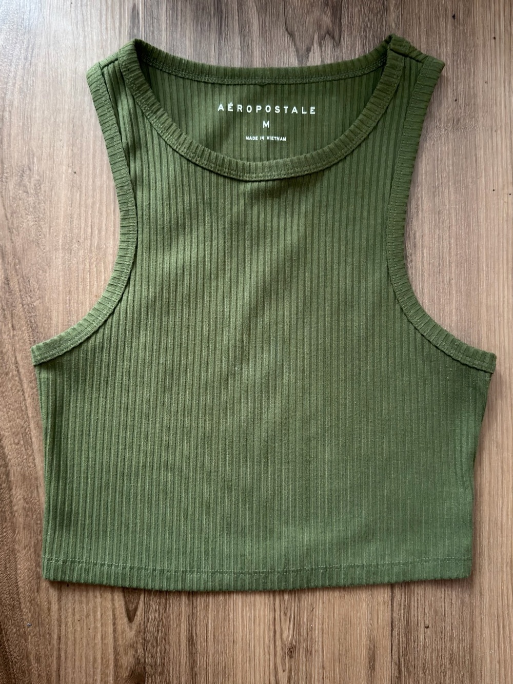 Aeropostale Olive Green Ribbed Crop Tank